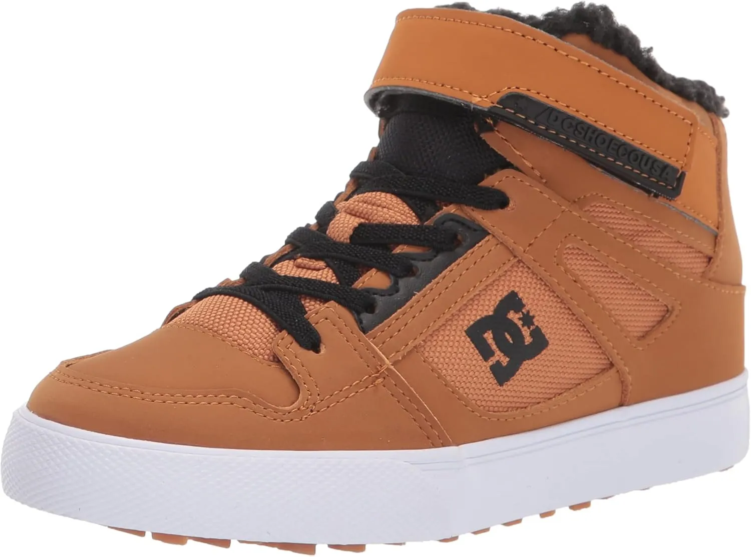 DC Boy's Pure HIGH-TOP WNT EV Youth Skate Shoe, Brown/Wheat, 11 Big Kid