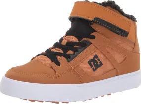 DC Boy's Pure HIGH-TOP WNT EV Youth Skate Shoe, Brown/Wheat, 11 Big Kid