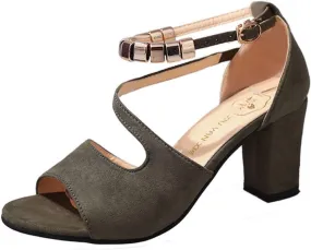 Heeled Sandals for Women 2025 Open Toe Block Chunky Heels Sandals Ankle Adjustable Beaded Ankle Strap Buckle Sandal Dressy Party Wedding Outdoor Slingback
