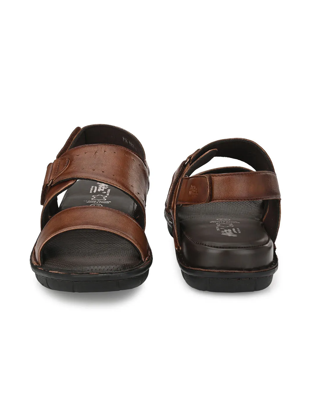 HITZ9201 Men's Brown Leather Casual Velcro Sandals