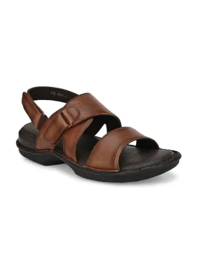 HITZ9201 Men's Brown Leather Casual Velcro Sandals