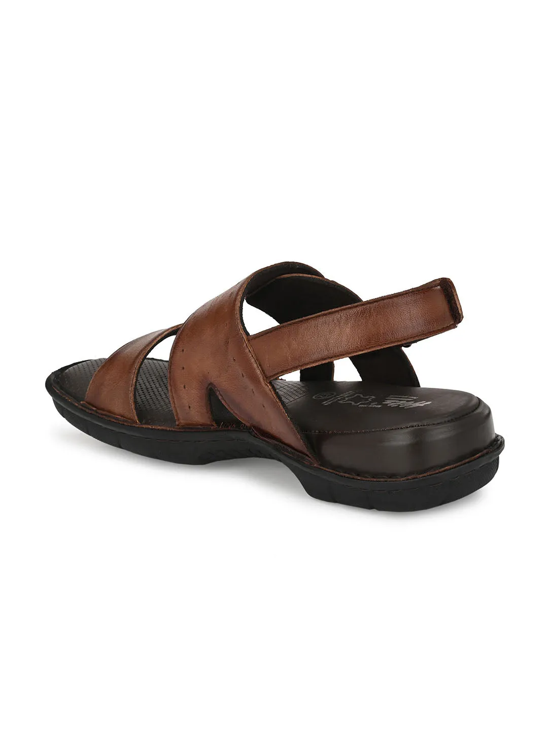 HITZ9201 Men's Brown Leather Casual Velcro Sandals