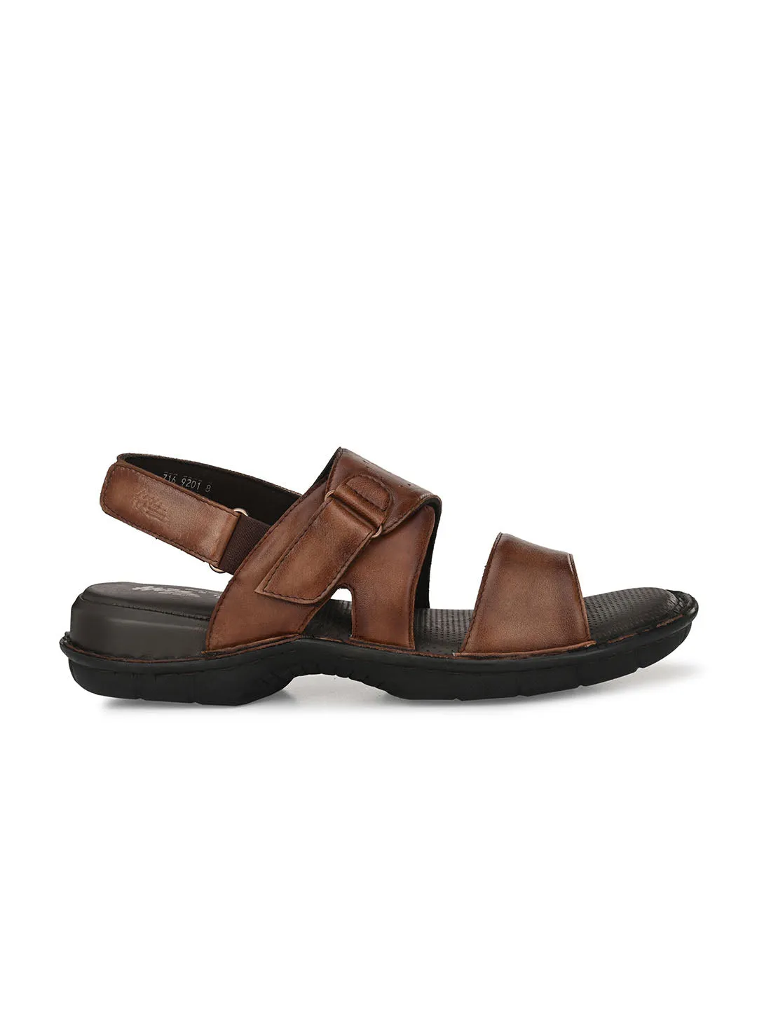 HITZ9201 Men's Brown Leather Casual Velcro Sandals