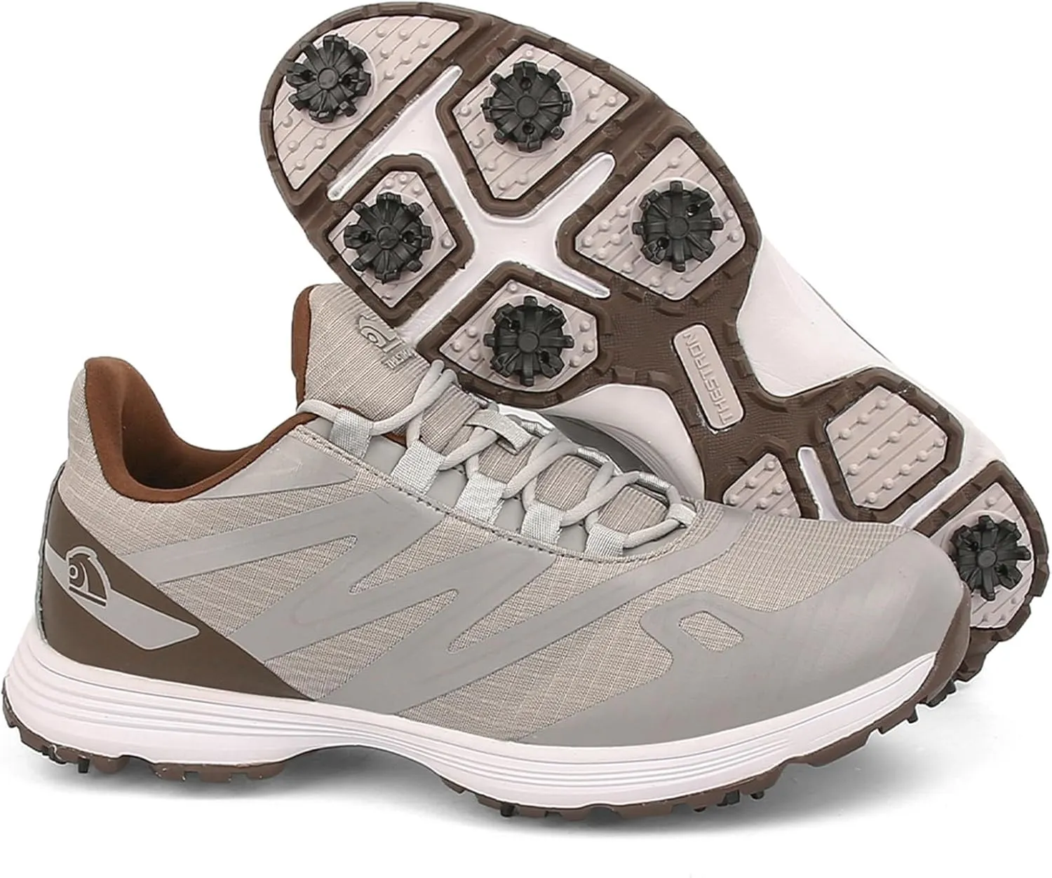 JiuQing Spikes Golf Shoes Men Professional Golfing Trainers Breathable Lightweight Outdoor Anti Slip Footwear
