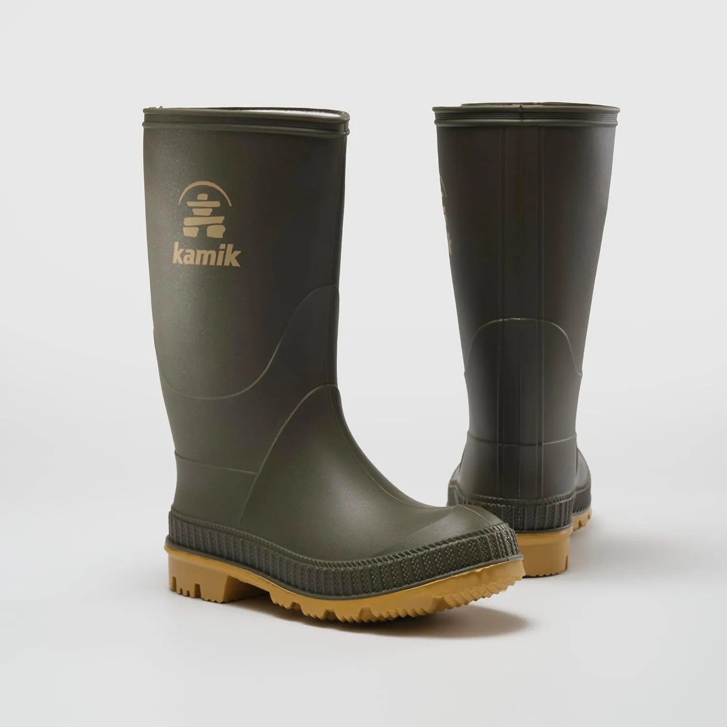 Kamik Kids Stomp Waterproof Rain Boots,Olive,