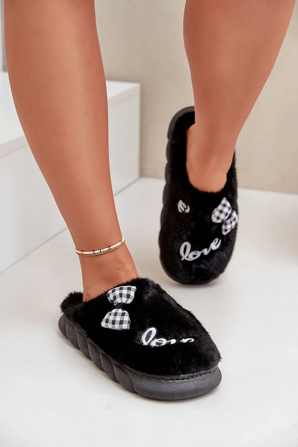 Love Bow Fur Comfort Slippers