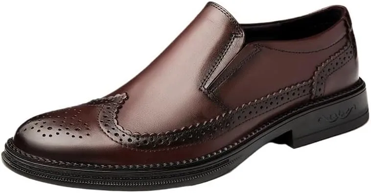 Men Oxford Leather Fashion Dress Shoes Men's Prom Wedding Breathable Shoes Slip-On Comfort Soft Sneakers Business Casual Shoe