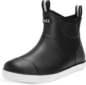 Men's Deck Boots Waterproof Fishing Rain Boots, Anti-Slip Rubber Boots Ankle Booties, High-Performance Footwear Chelsea Boots for Gardening Boating Camping Sailing