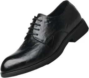 Men's Leather Retro Business Oxfords Mens Comfortable Formal Pointed Toe Dress Shoes Classic Lace Up Derby Shoes for Men