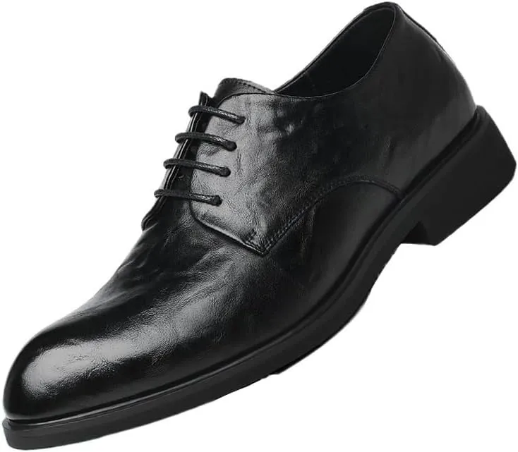 Men's Leather Retro Business Oxfords Mens Comfortable Formal Pointed Toe Dress Shoes Classic Lace Up Derby Shoes for Men