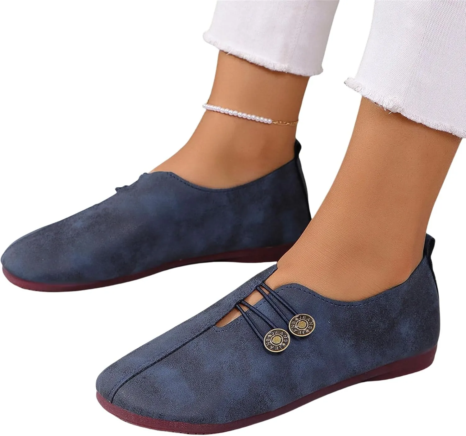 Summer Sandals for Women 2025 Soft Soled Round Toe Flats Dress Flat Dressy Ballet Low Wedge Ladies Fashion Trendy Solid Color Leather Buckle 2025