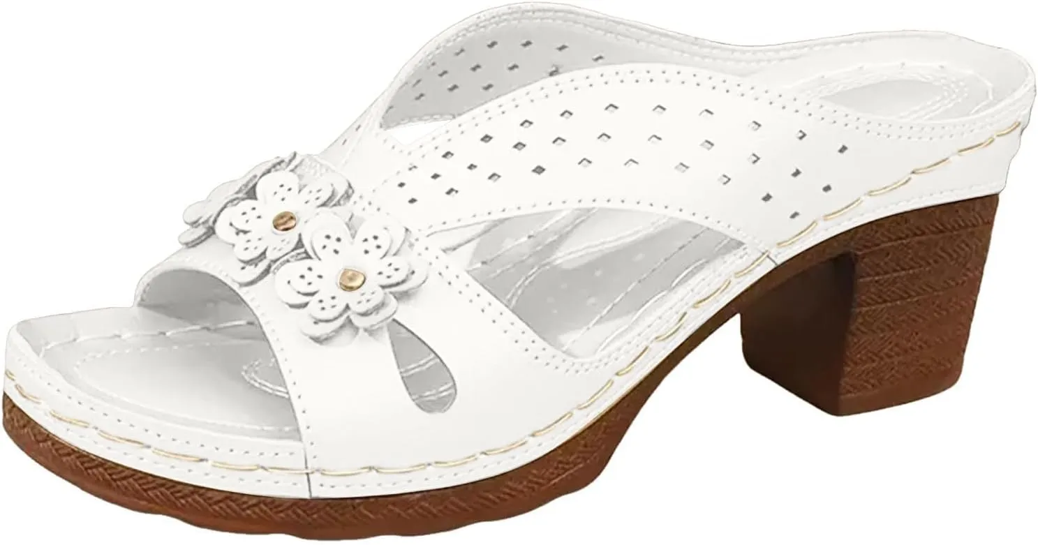 Summer Wedge Sandals for Women Platform Chunky Heels Sandal 2025 Trendy Arch Support Orthopedic Sandals Hollow Out Classic Lightweight Shoes Open Toe Low Heel Breathable Shoes Slides Thong Sandal