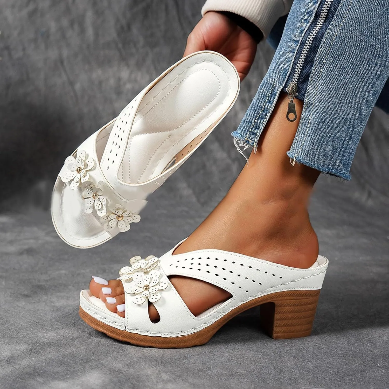 Summer Wedge Sandals for Women Platform Chunky Heels Sandal 2025 Trendy Arch Support Orthopedic Sandals Hollow Out Classic Lightweight Shoes Open Toe Low Heel Breathable Shoes Slides Thong Sandal