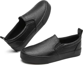 TUOPIN Womens Synthetic Leather Slip On Shoes,Padded Collar Slip on Sneakers for Women,Casual Loafers Walking Shoes