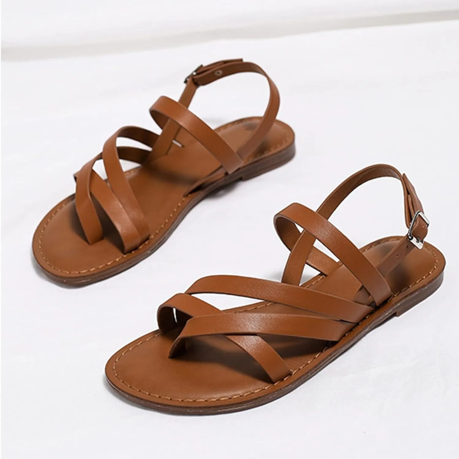 Women's Casual Strappy Sandal,Adjustable Casual Fisherman Open Toe Slingback Ankle Strap Sandals for Beach Travel Walking Daily Day