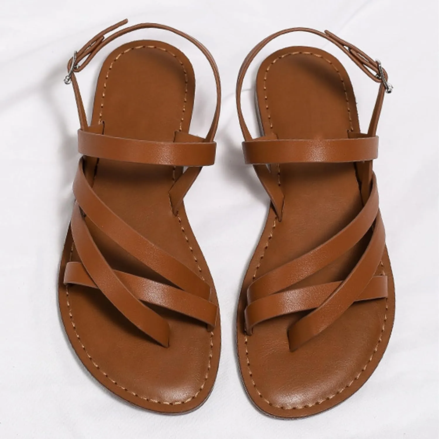 Women's Casual Strappy Sandal,Adjustable Casual Fisherman Open Toe Slingback Ankle Strap Sandals for Beach Travel Walking Daily Day