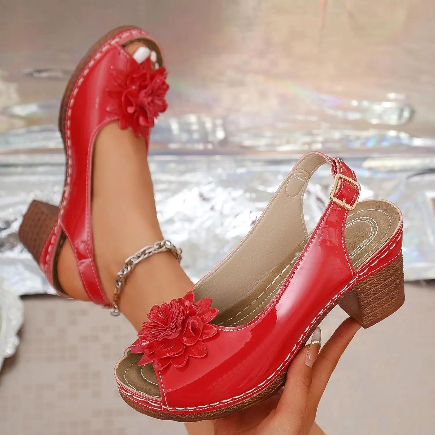Womens Sandals Wedge Sandal Comfortable Flower Sandals Open Toe Casual Dressy Sandal Ladies Summer Shoes 2025